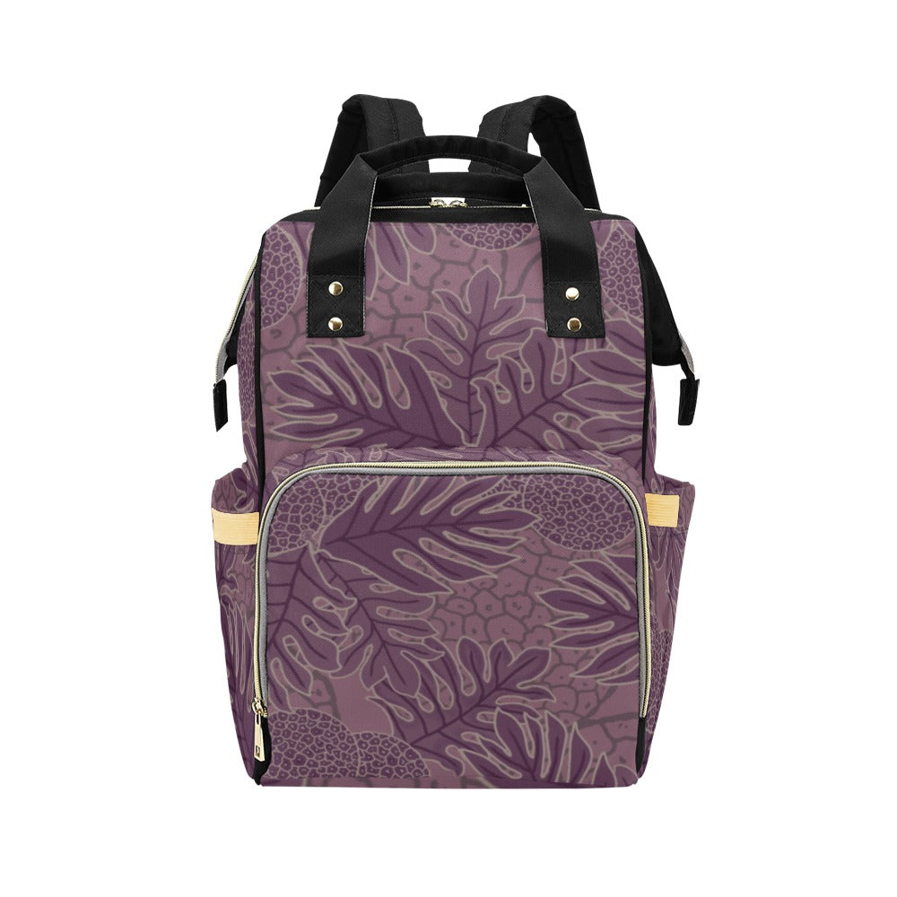 Ulu Breadfruit Hawaiian Print Purple Multi Function Backpack