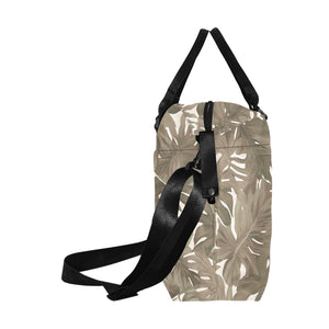 Monstera Hawaiian Print Large Capacity Duffle Bag with Trolley Sleeve Neutral Tones