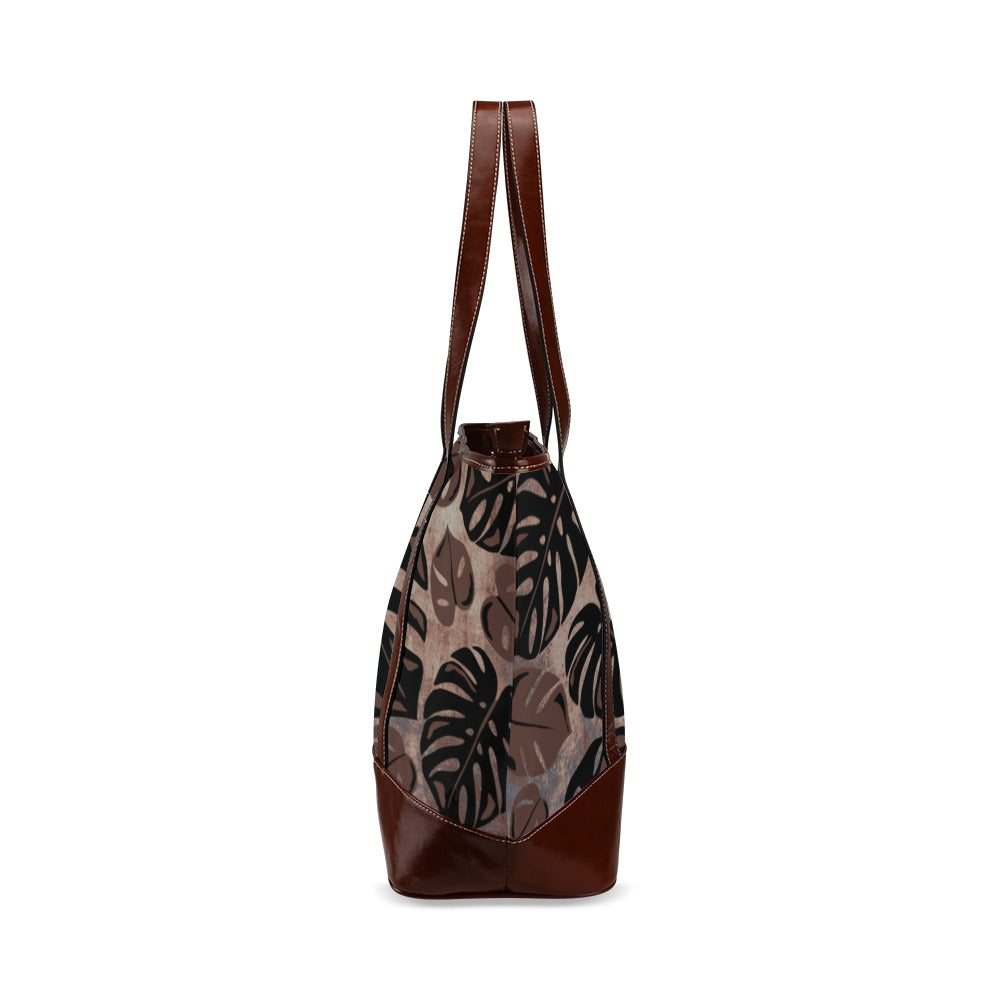 Kalo Taro Neutral Brown Watercolor Tote Bag Tote Handbag (Model 1642)