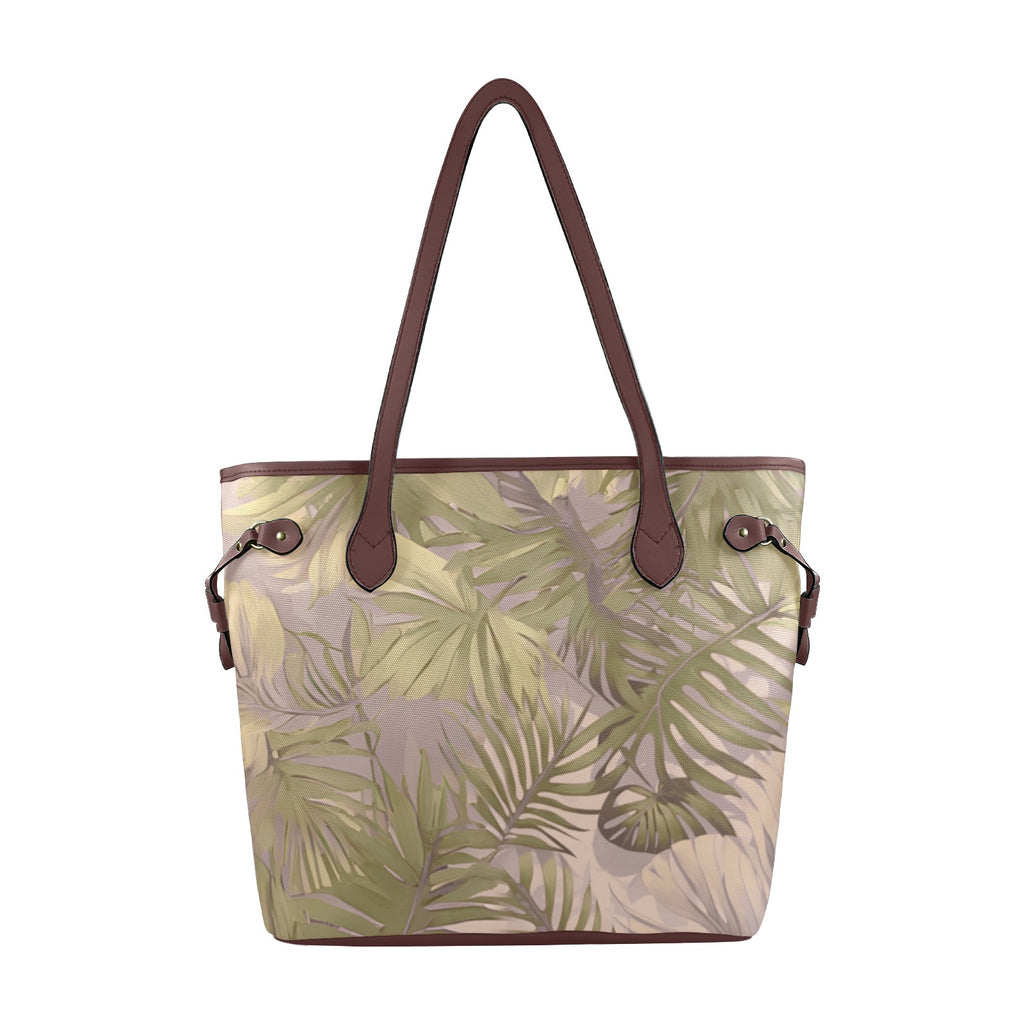Hawaiian Tropical Print Soft Tones Canvas Tote Bag