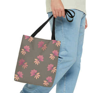 Naupaka Pua Tote Bag Pink & Taupe - Naupaka Kahakai and Naupaka Kuahiwi