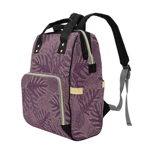 Ulu Breadfruit Hawaiian Print Purple Multi Function Backpack