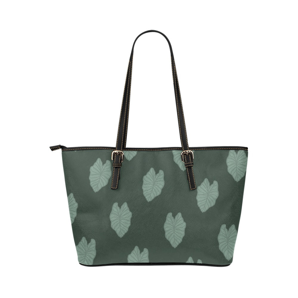Kalo dark green large faux leather tote bag Leather Tote Bag/Large