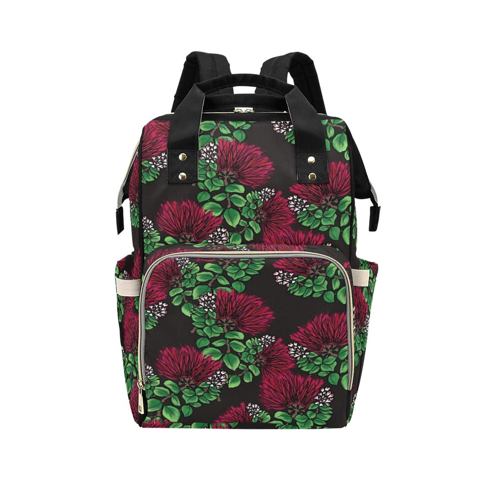 'Ohi'a Lehua Design Backpack Red - Mommy Diaper Bag, Teacher Bag Multi-Function Diaper Backpack/Diaper Bag (Model 1688)