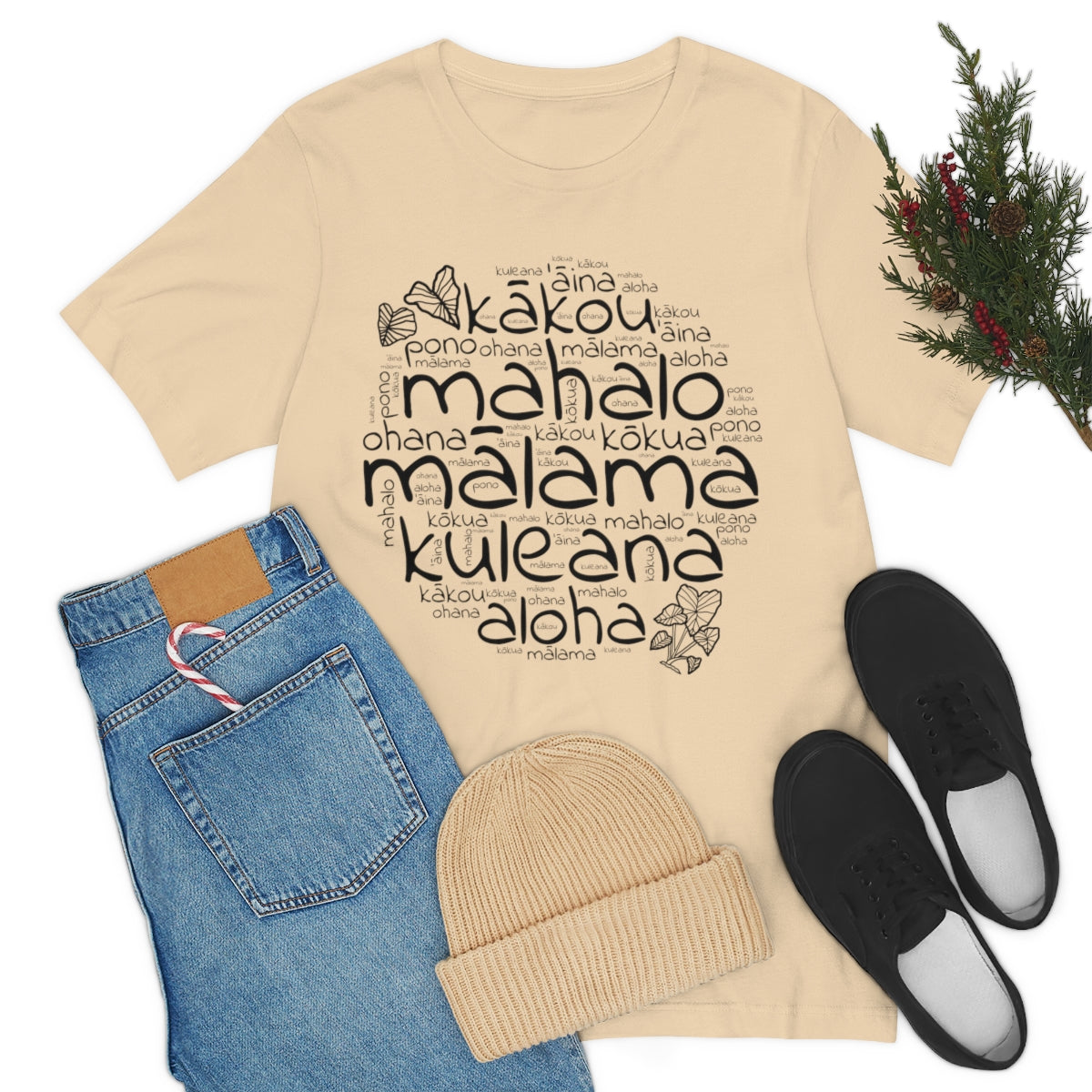 Hawaiian 'Olelo Hawai'i Kuleana with Kalo Plant T-Shirt, Unisex Jersey Short Sleeve Tee