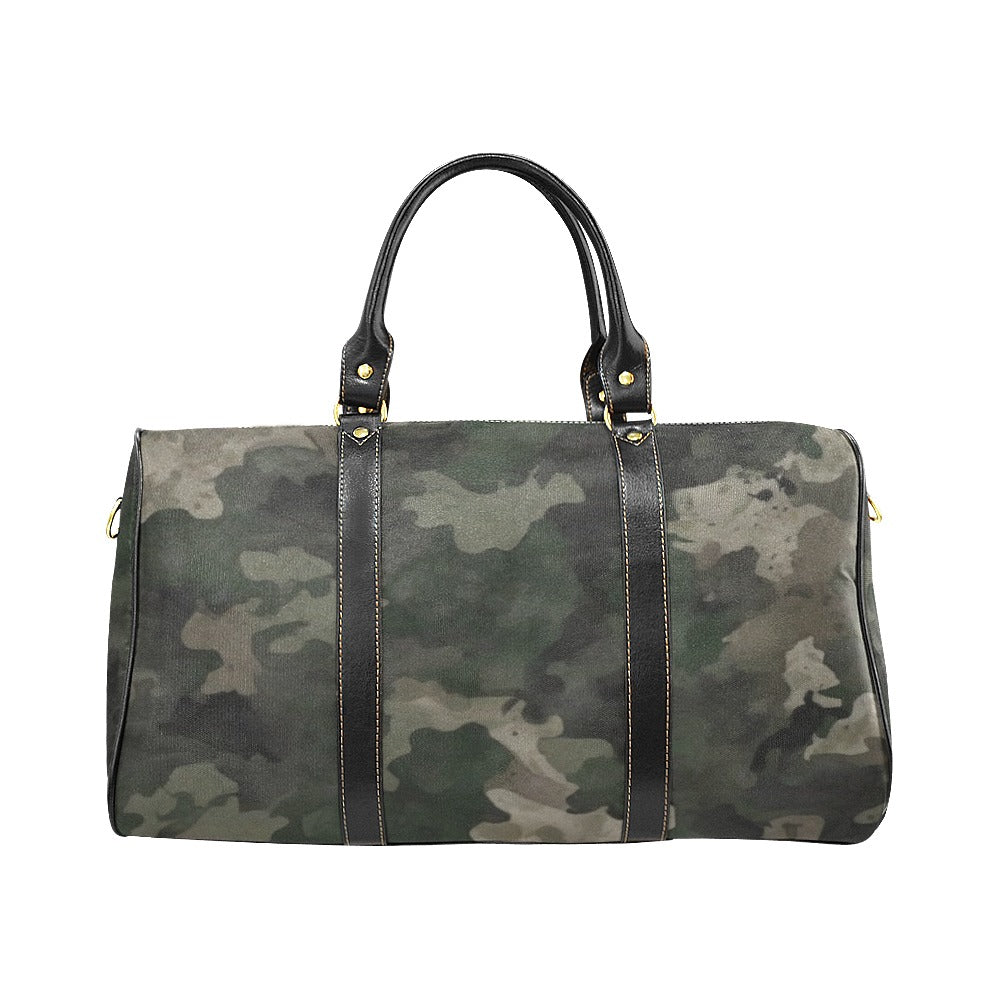 Dark Green Camouflage Print Duffle Bag - Small (Camo Design - The New Neutral) Water-Resistant Travel Bag