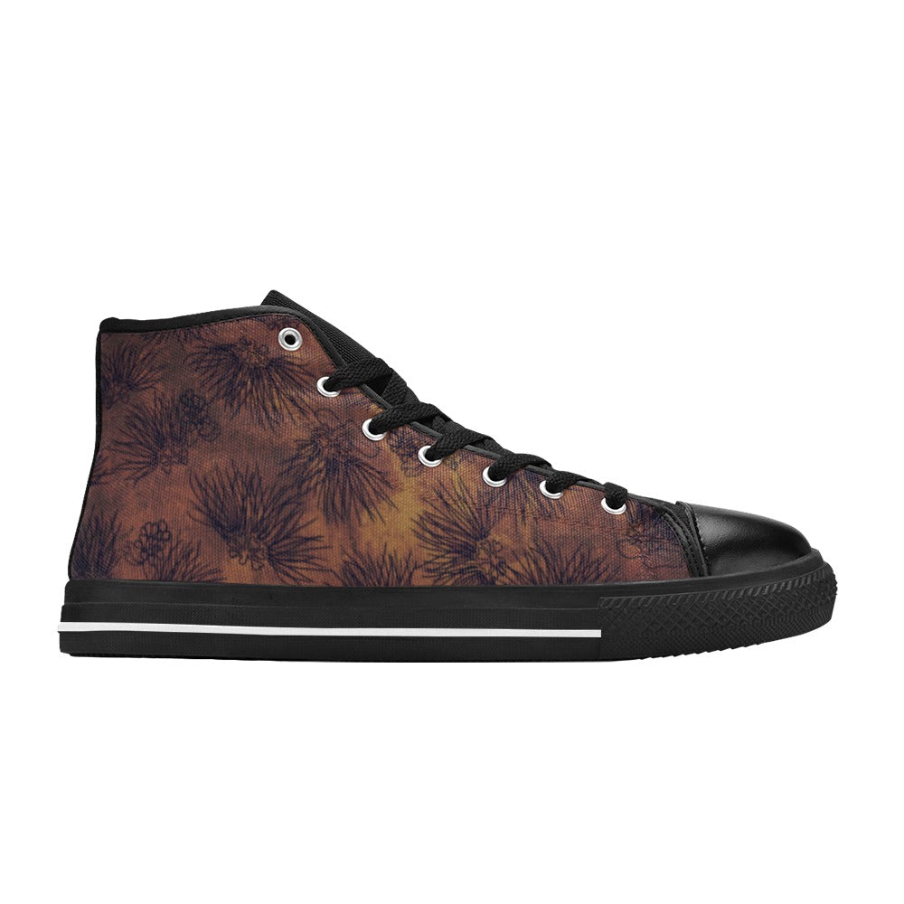 Ohi'a Lehua Rust Watercolor High Top Sneakers Women's Classic High Top Canvas Shoes (Model 017)