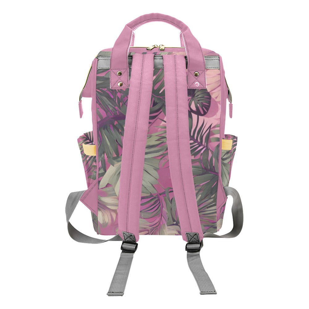 Hawaiian Tropical Print Pink Multi Function Backpack