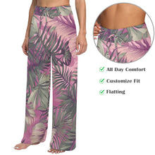 Load image into Gallery viewer, Hawaiian Tropical Print Pink Tones Wide Leg Palazzo Style Drawstring Pants