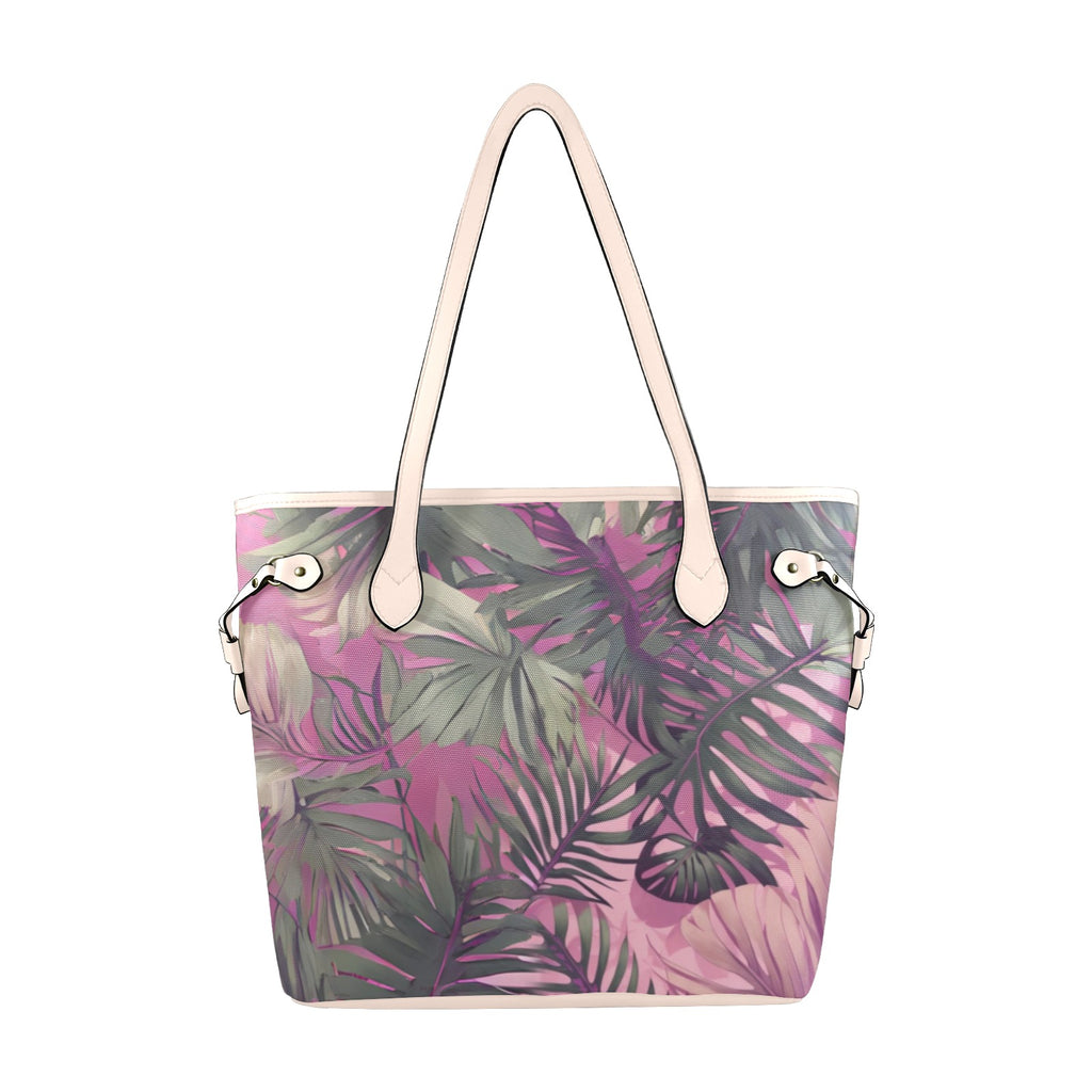 Hawaiian Tropical Print Pink Canvas Tote Bag
