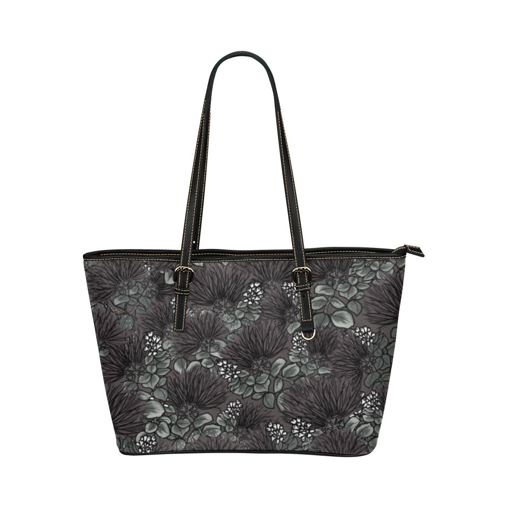 'Ohi'a Lehua Design Faux Leather tote Bag - Large Leather Tote Bag/Large