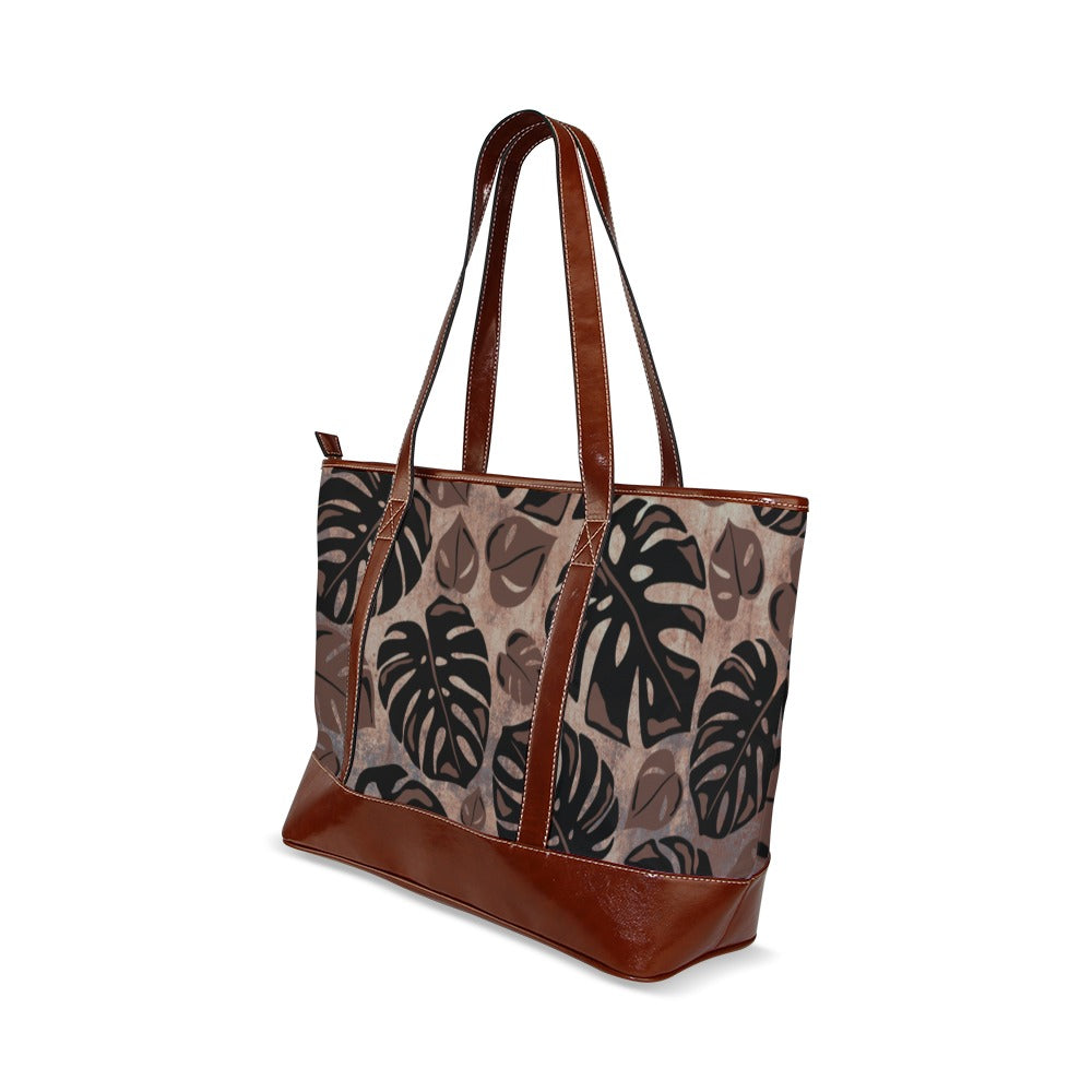 Kalo Taro Neutral Brown Watercolor Tote Bag Tote Handbag (Model 1642)