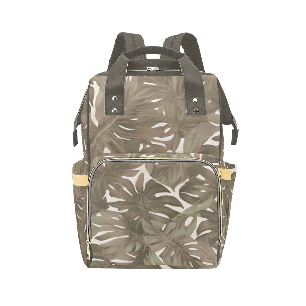 Monstera Hawaiian Print Multi-Function Backpack - Neutral Tones