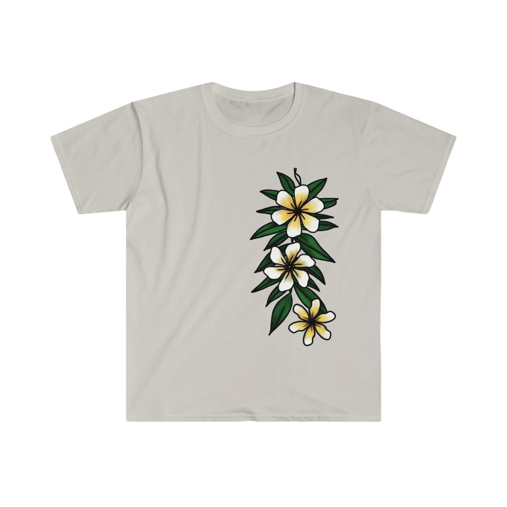 Hand-drawn Hawaii Floral and Maile Design Unisex Softstyle T-Shirt