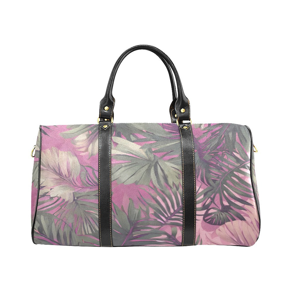 Hawaiian Tropical Print Pink Water-Resistant Travel Duffle Bag - Large