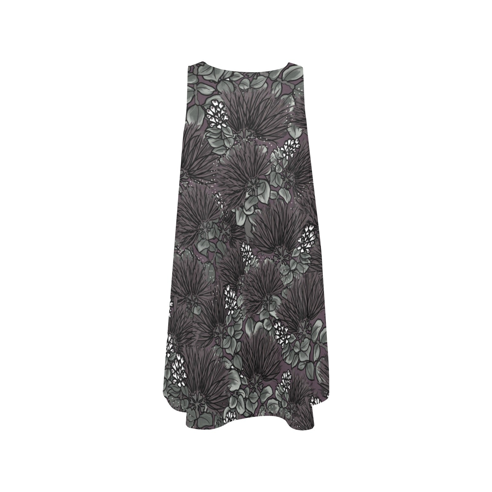 'Ohi'a Lehua Design Hawaiian Print Sleeveless A Line Pocket Dress