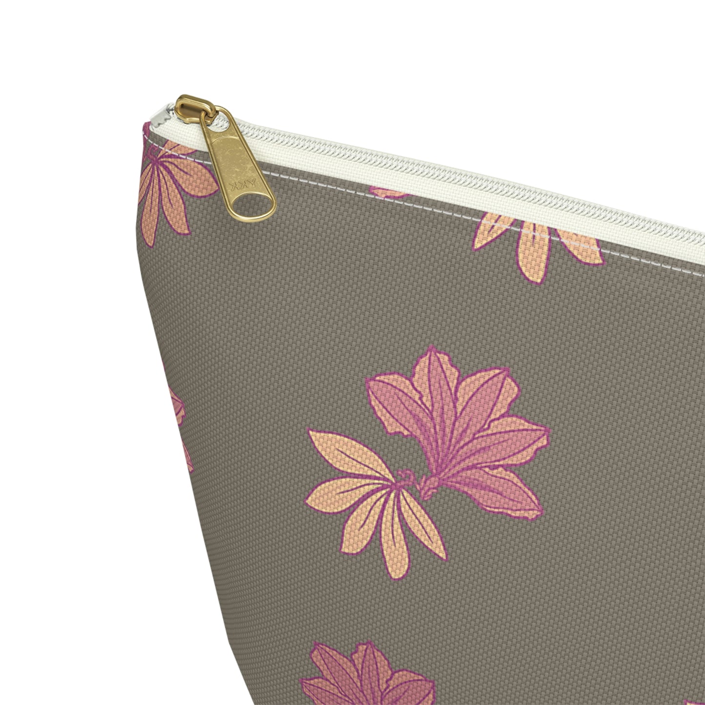 Naupaka Taupe & Pink Accessory Pouch w T-bottom