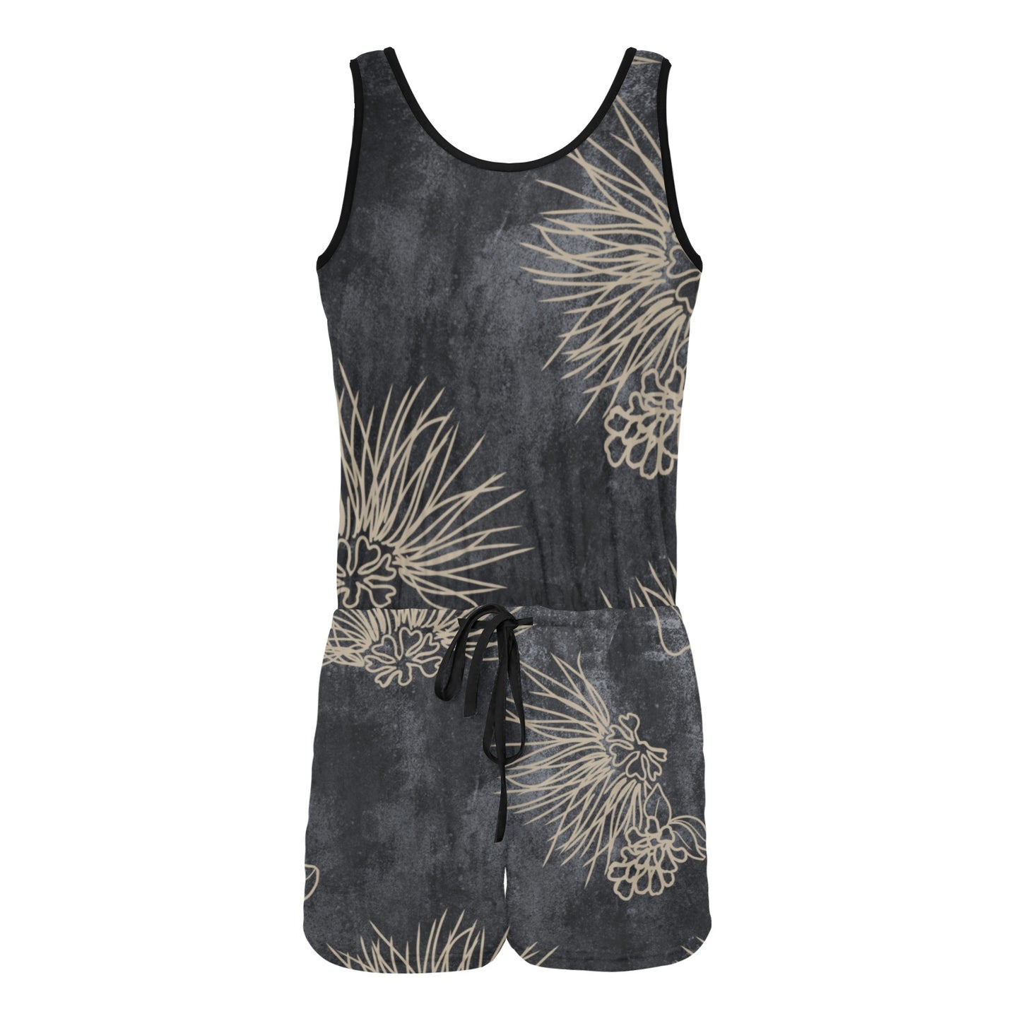 'Ohi'a Lehua Hawaiian Print Watercolor Romper Vest Short Jumpsuit (Ohia Lehua)