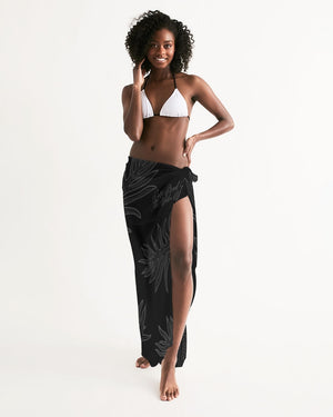 Lauae Fern Hawaiian Print Pareo Sarong - Black and Gray
