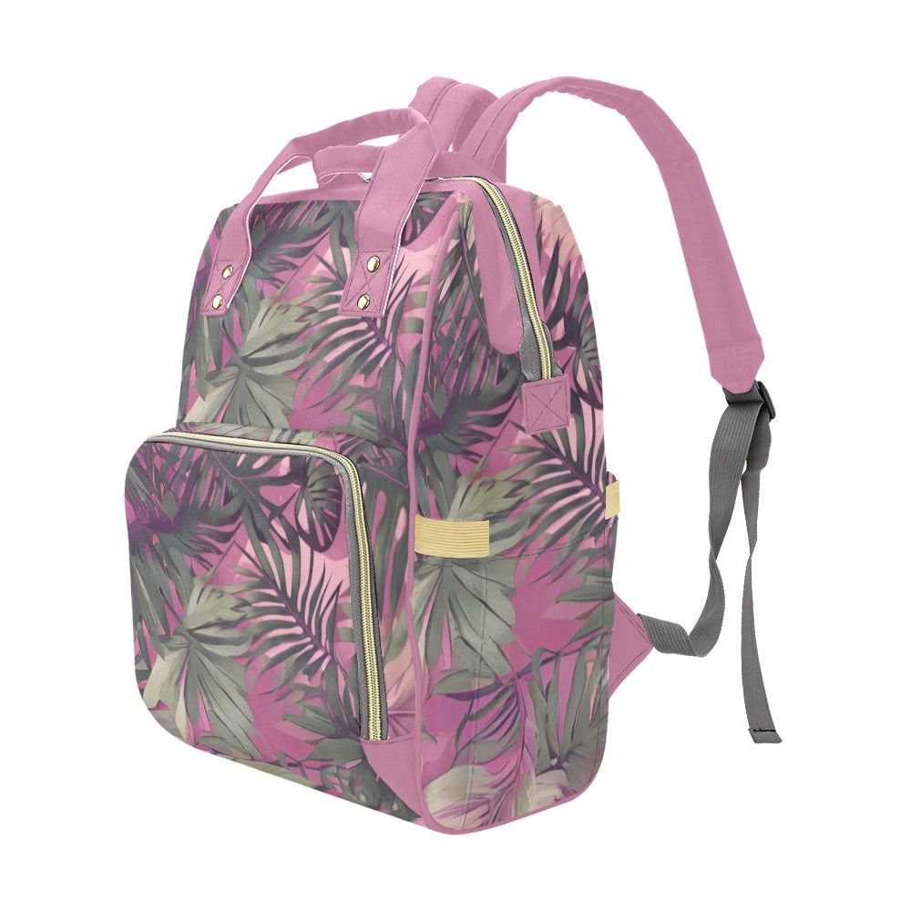 Hawaiian Tropical Print Pink Multi Function Backpack