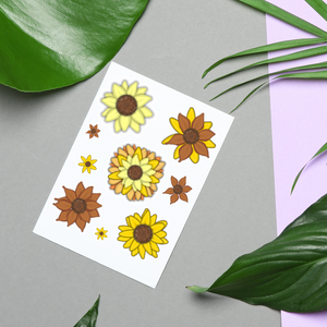 Neutral Flowers, Hand-drawn Sticker Sheet