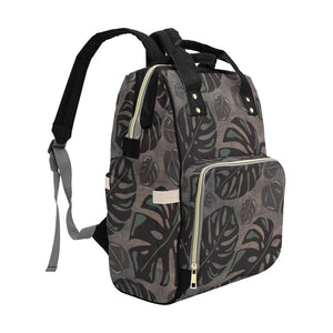 Monstera Watercolor Hawaiian Print Design Mommy Backpack or Planner Bag - Multi-Function Backpack