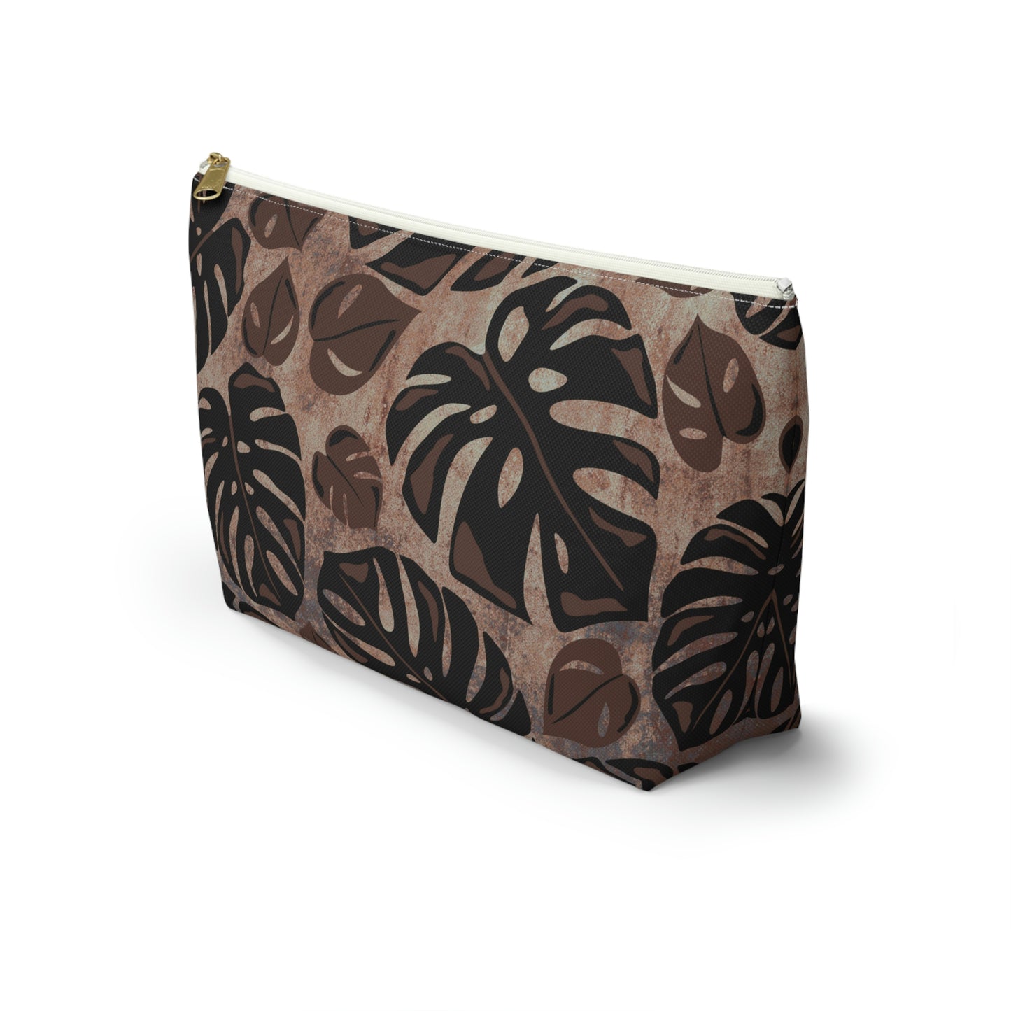 Monstera Watercolor Accessory Pouch with T-bottom