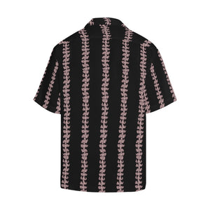 Puakenikeni Men's Aloha Shirt - Blush and Black