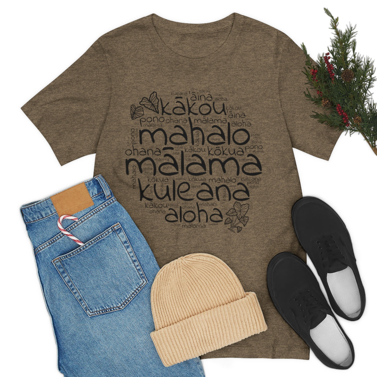 Hawaiian 'Olelo Hawai'i Kuleana with Kalo Plant T-Shirt, Unisex Jersey Short Sleeve Tee