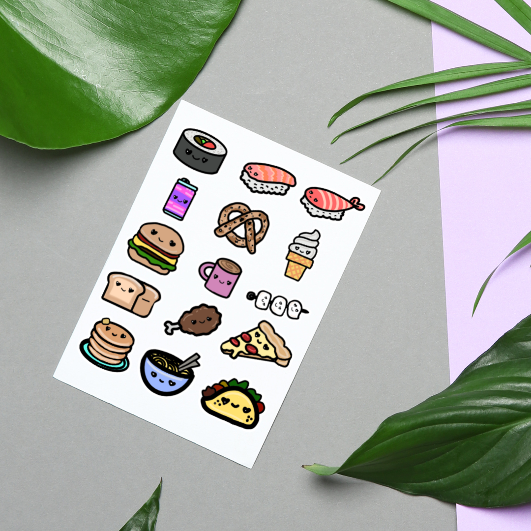 Cute Foodies Hand-drawn Sticker Sheet