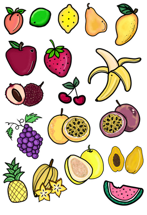 Hand-drawn Fruits Sticker Sheet