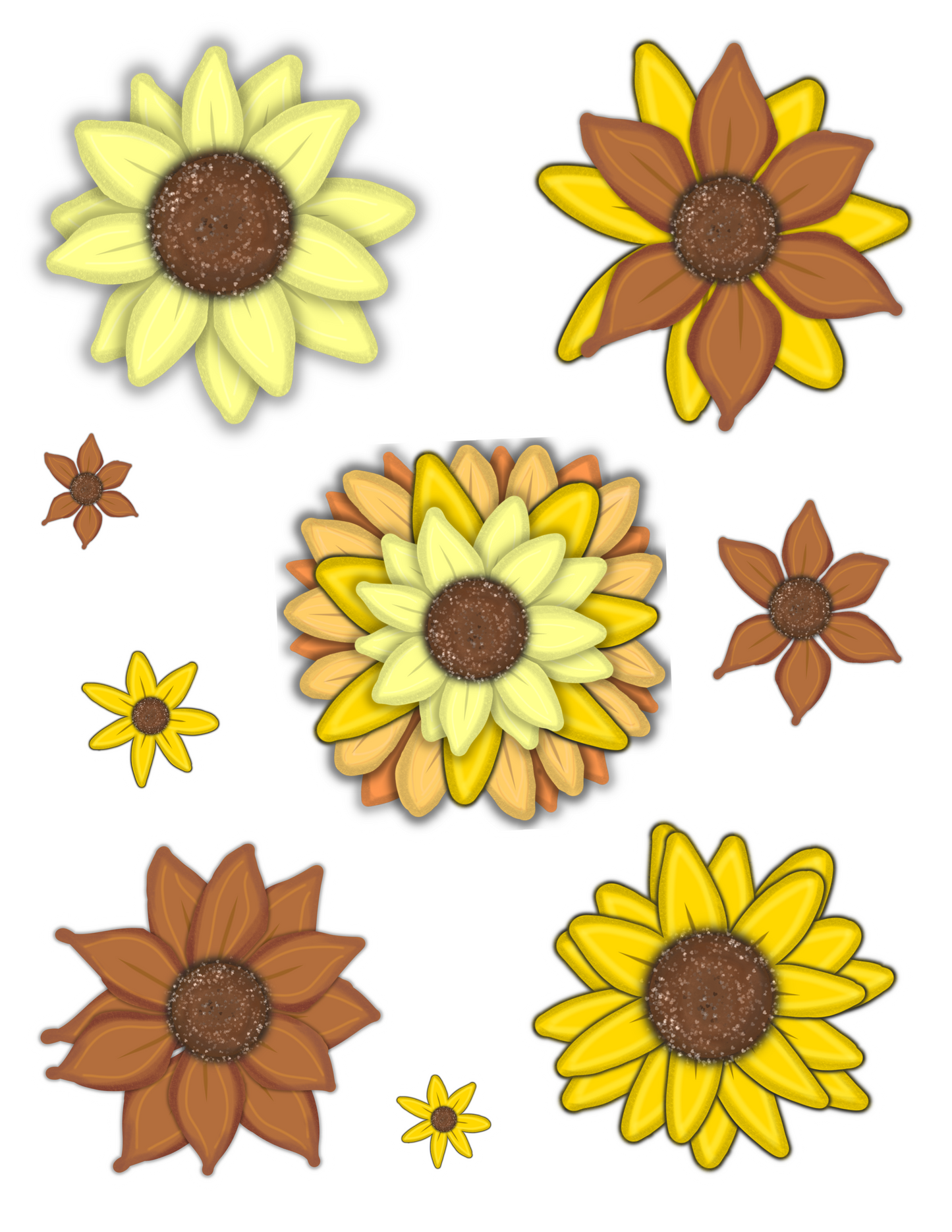 Neutral Flowers, Hand-drawn Sticker Sheet