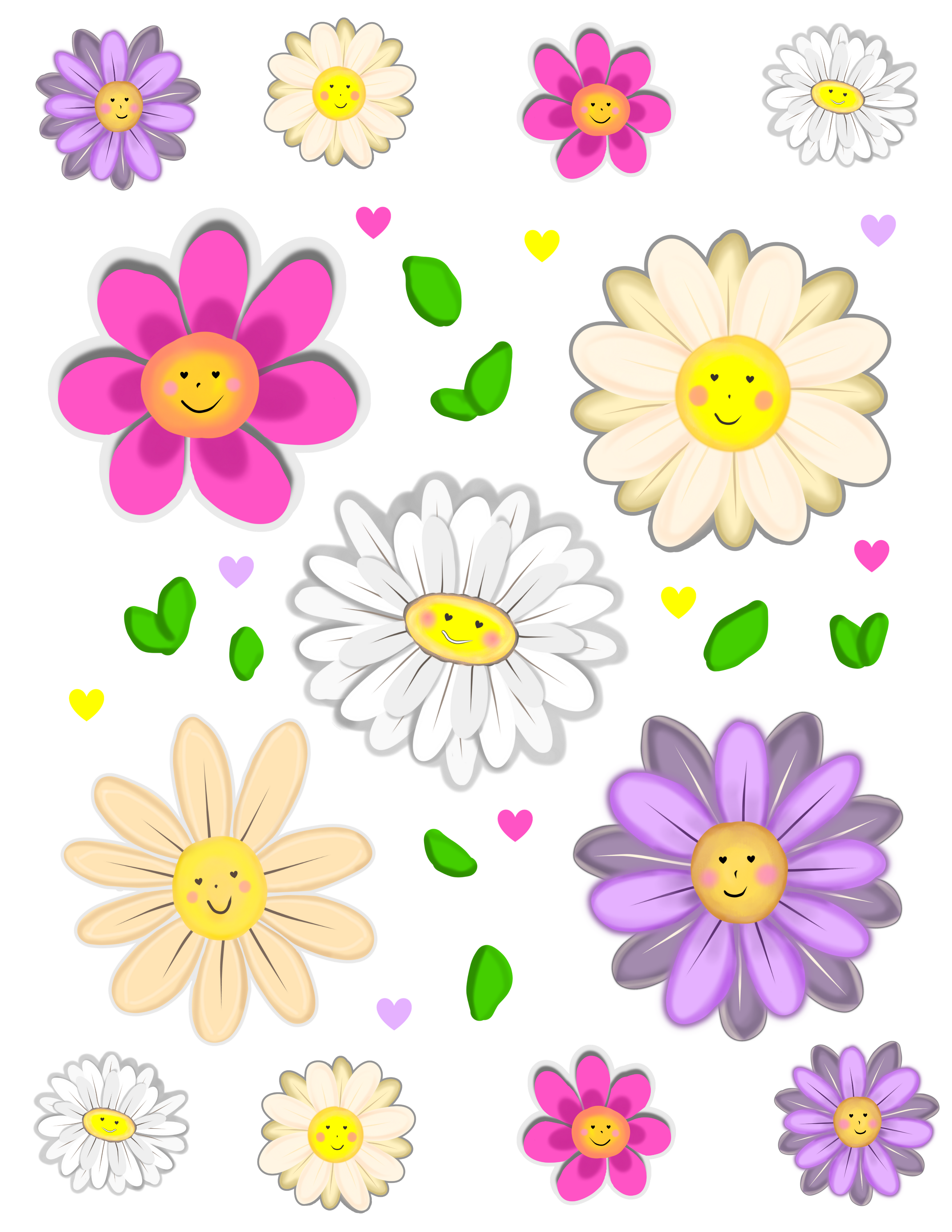 Cute Daisies - Hand drawn Daisy Sticker Sheet