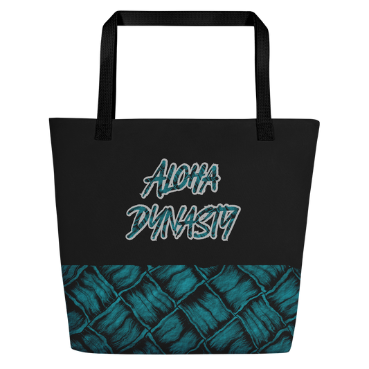 Rare Breed Aloha Dynasty, Teal Hala Large Tote/Beach Bag