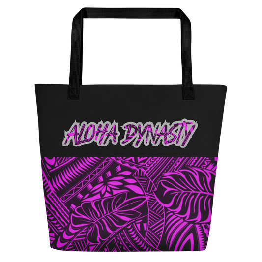 Rare Breed, Aloha Dynasty Hot Pink Tribal - Tote/Beach Bag