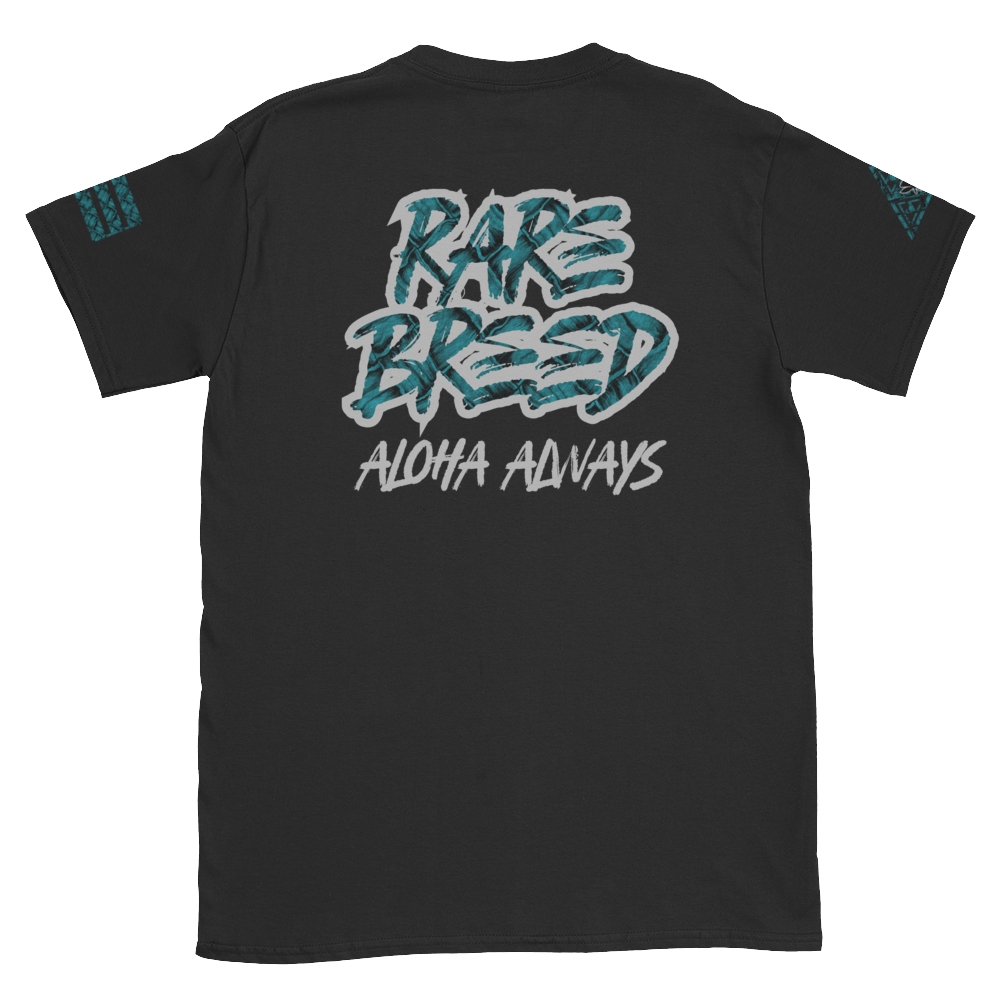 Rare Breed Aloha Dynasty, Teal Lauhala Print Short-Sleeve Unisex T-Shirt