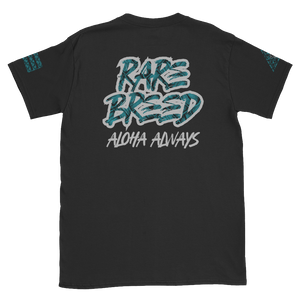 Rare Breed Aloha Dynasty, Teal Lauhala Print Short-Sleeve Unisex T-Shirt