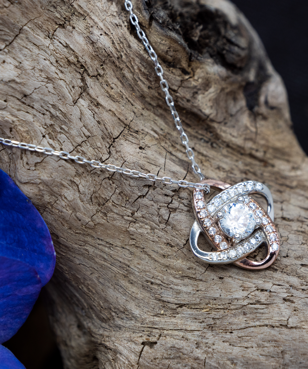 United in Love, Forever! Love Knot Rose Gold Necklace