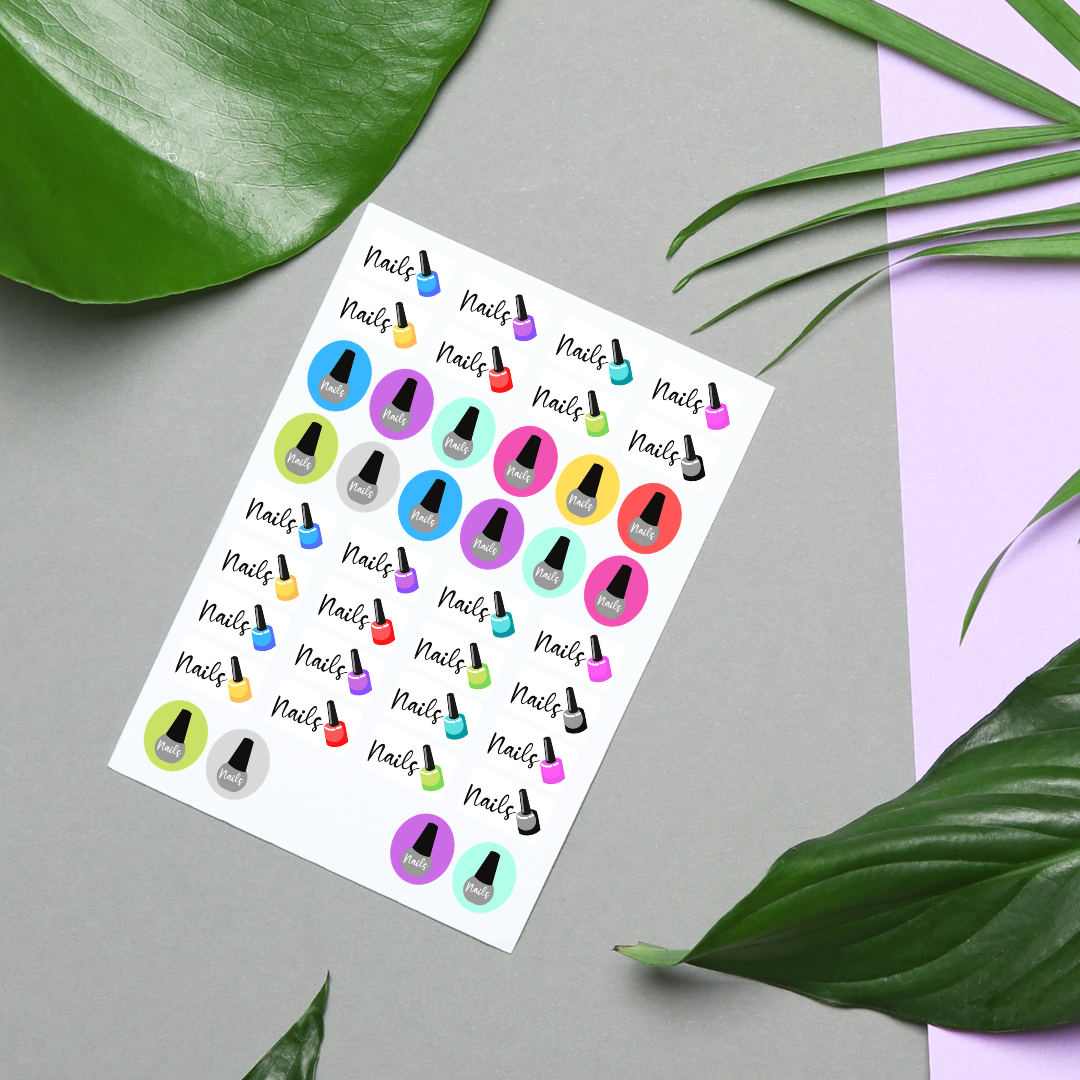 Nail Polish Self Care Sticker Sheet (colorful)